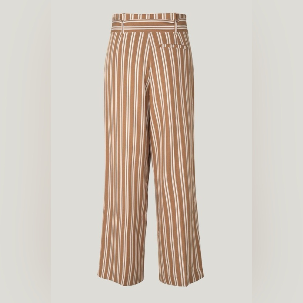 JUST Female Wendy Striped Lyocell Paperbag Wide Leg Pants Large Neutral Striped - Picture 5 of 11